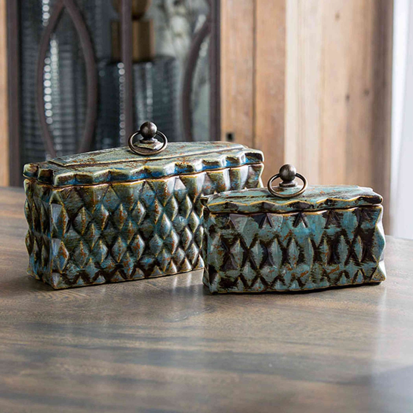Uttermost Neelab Ceramic Containers,Set Of 2 | Decorative Boxes | Modishstore - 2