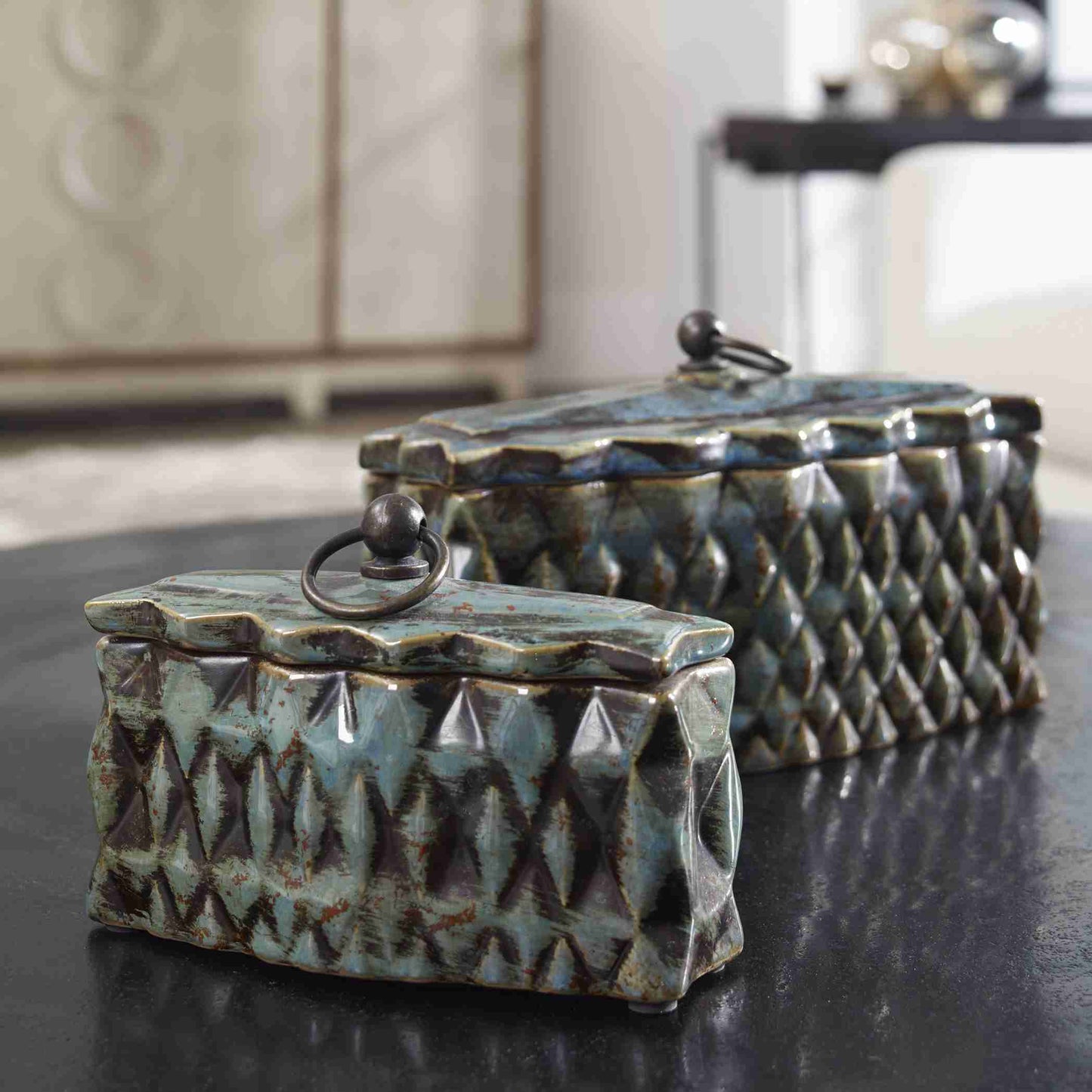 Uttermost Neelab Ceramic Containers,Set Of 2 | Decorative Boxes | Modishstore - 5