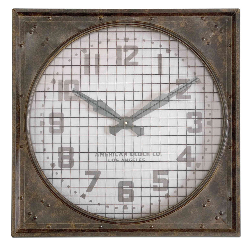 Uttermost Warehouse Wall Clock W/ Grill | Clocks | Modishstore