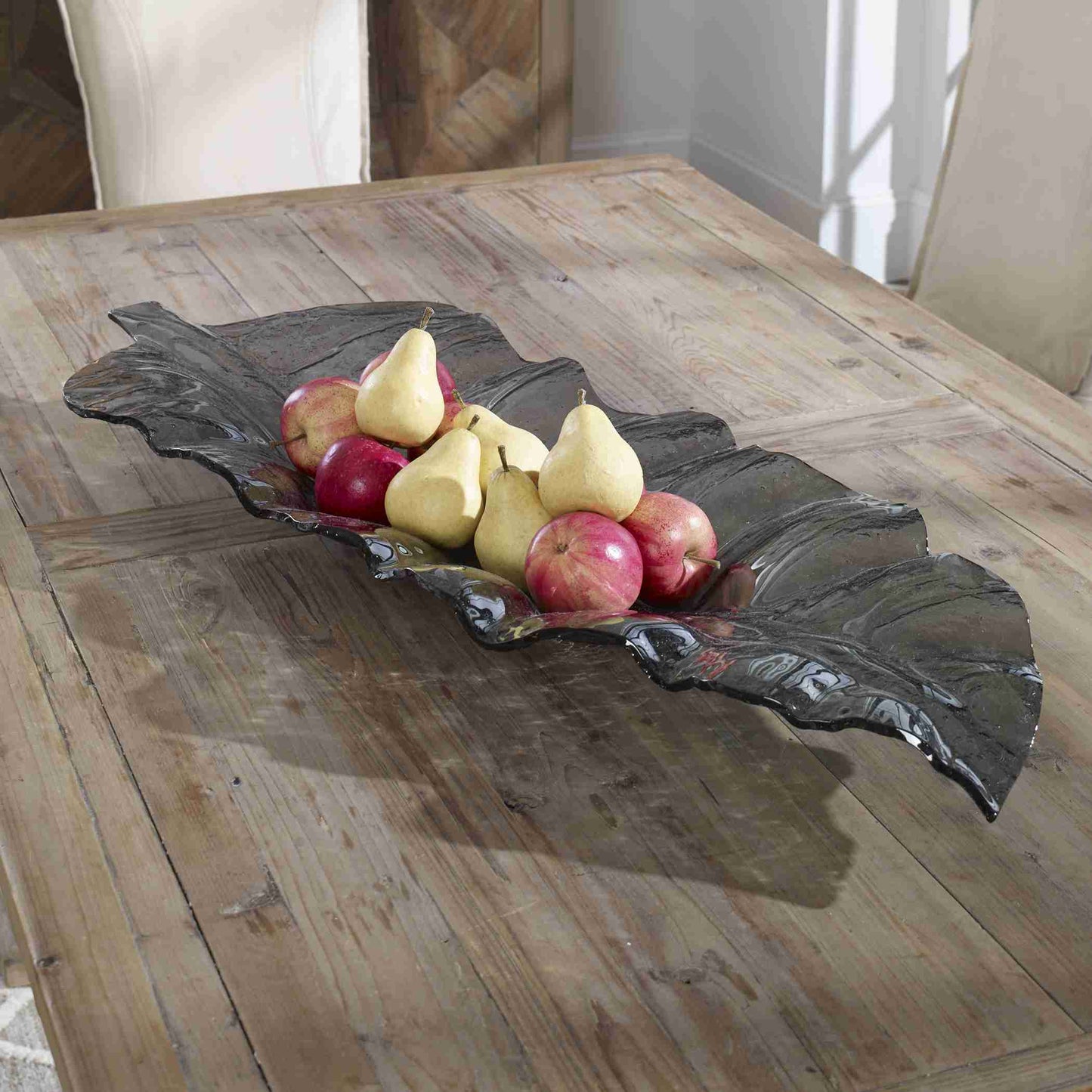 Uttermost Smoked Leaf Glass Tray | Trays | Modishstore - 3