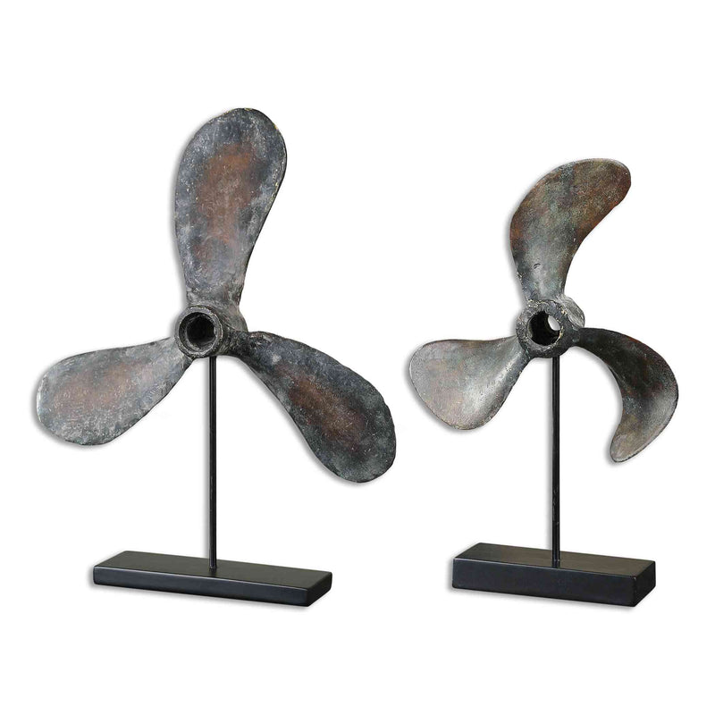 Uttermost Propellers Rust Sculptures, Set Of 2 | Sculptures | Modishstore