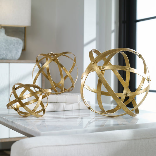 Uttermost Stetson Gold Spheres, S/3 | Modishstore | Sculptures