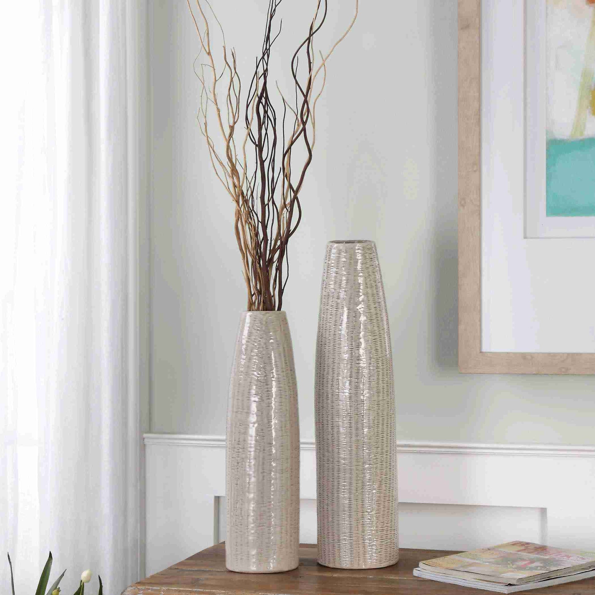 Uttermost Sara Textured Ceramic Vases Set Of 2 | Vases | Modishstore - 2