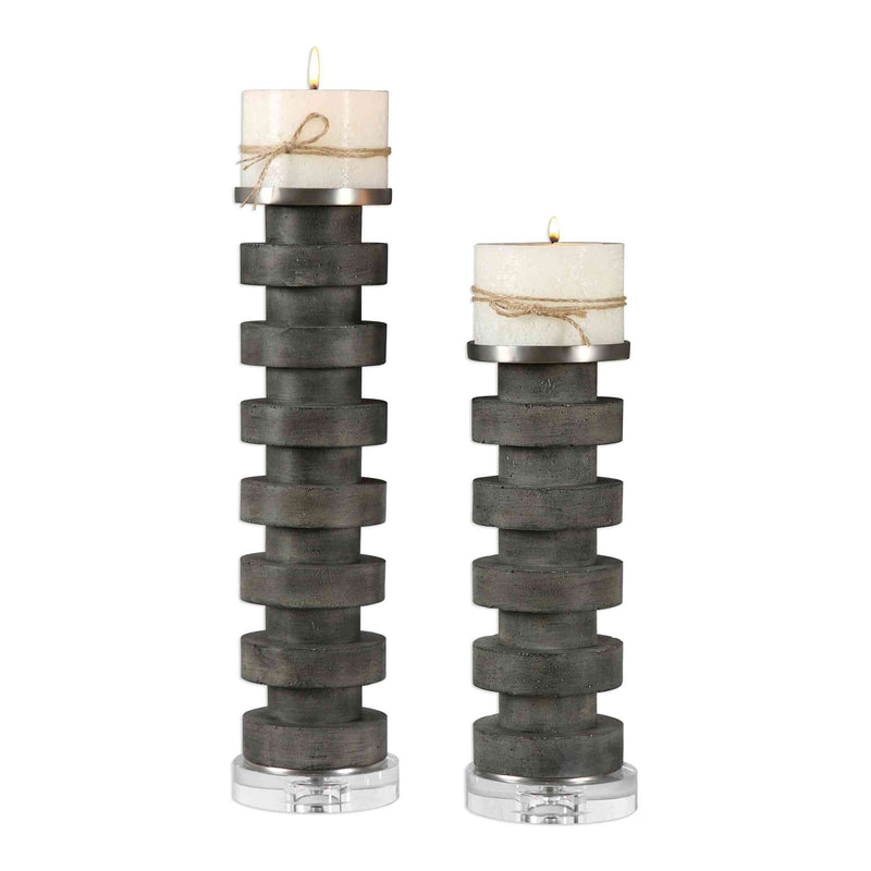 Uttermost Karun Concrete Candleholders Set Of 2 | Candle Holders | Modishstore