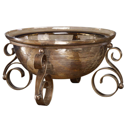 Uttermost Alya Bronze Glass Bowl | Decorative Bowls | Modishstore