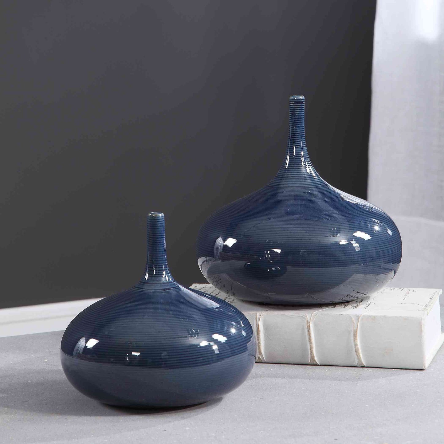 Uttermost Zayan Blue Vases, Set Of 2 | Vases | Modishstore - 4