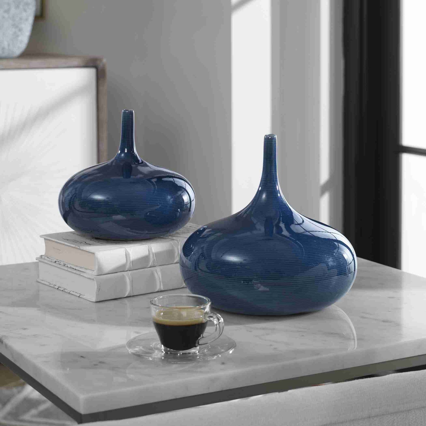 Uttermost Zayan Blue Vases, Set Of 2 | Vases | Modishstore - 2