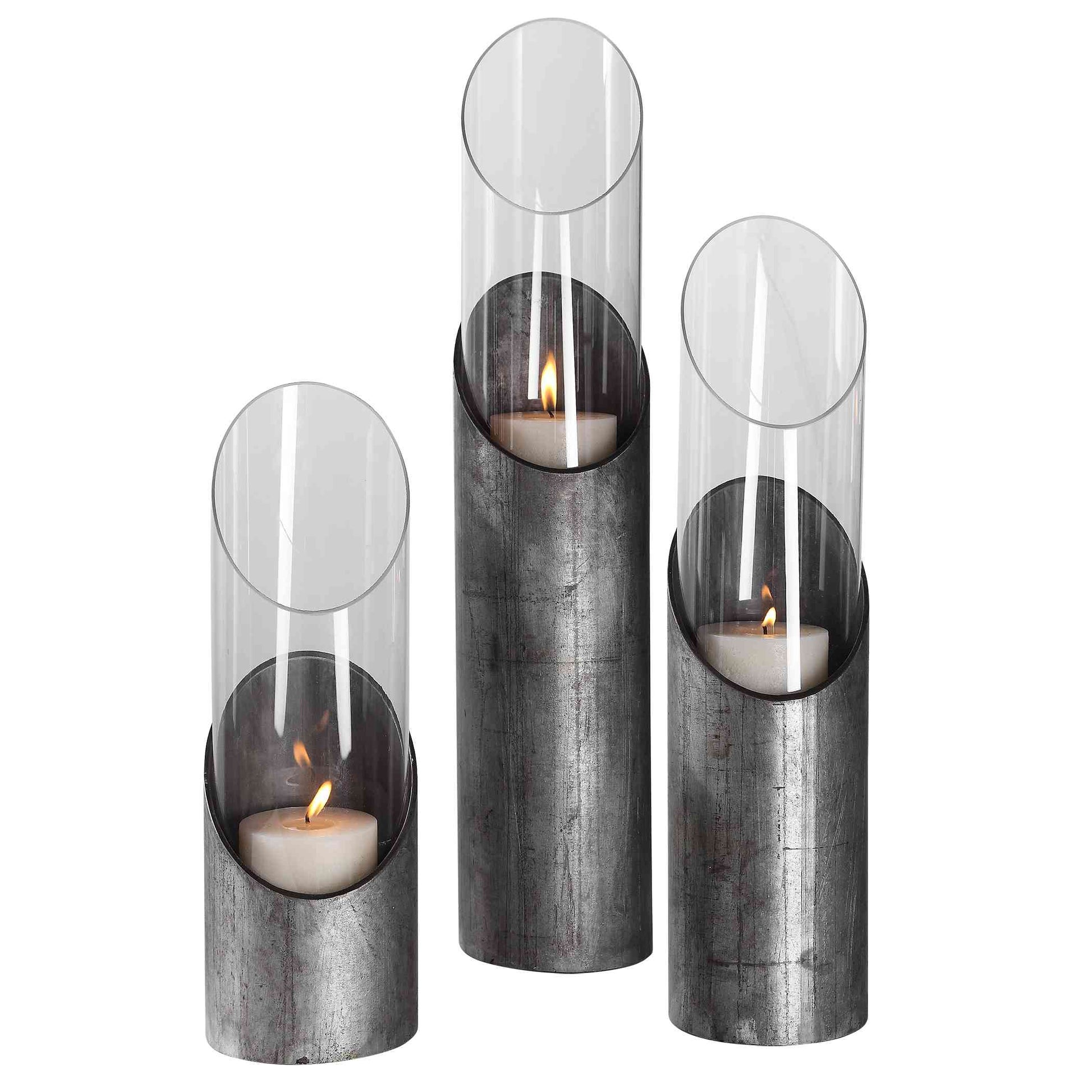 Uttermost Karter Iron & Glass CandleholdersSet Of 3 | Candle Holders | Modishstore
