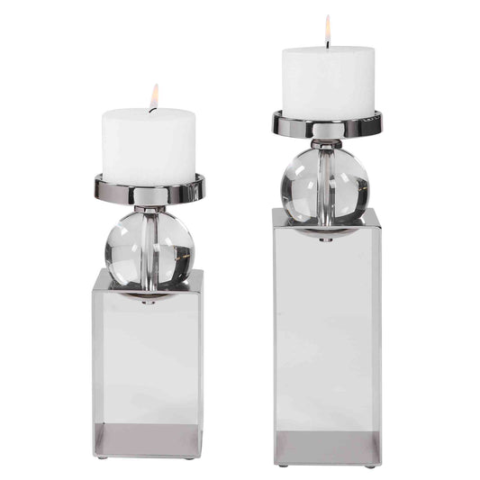 Uttermost Lucian Nickel Candleholders,Set Of 2 | Candle Holders | Modishstore