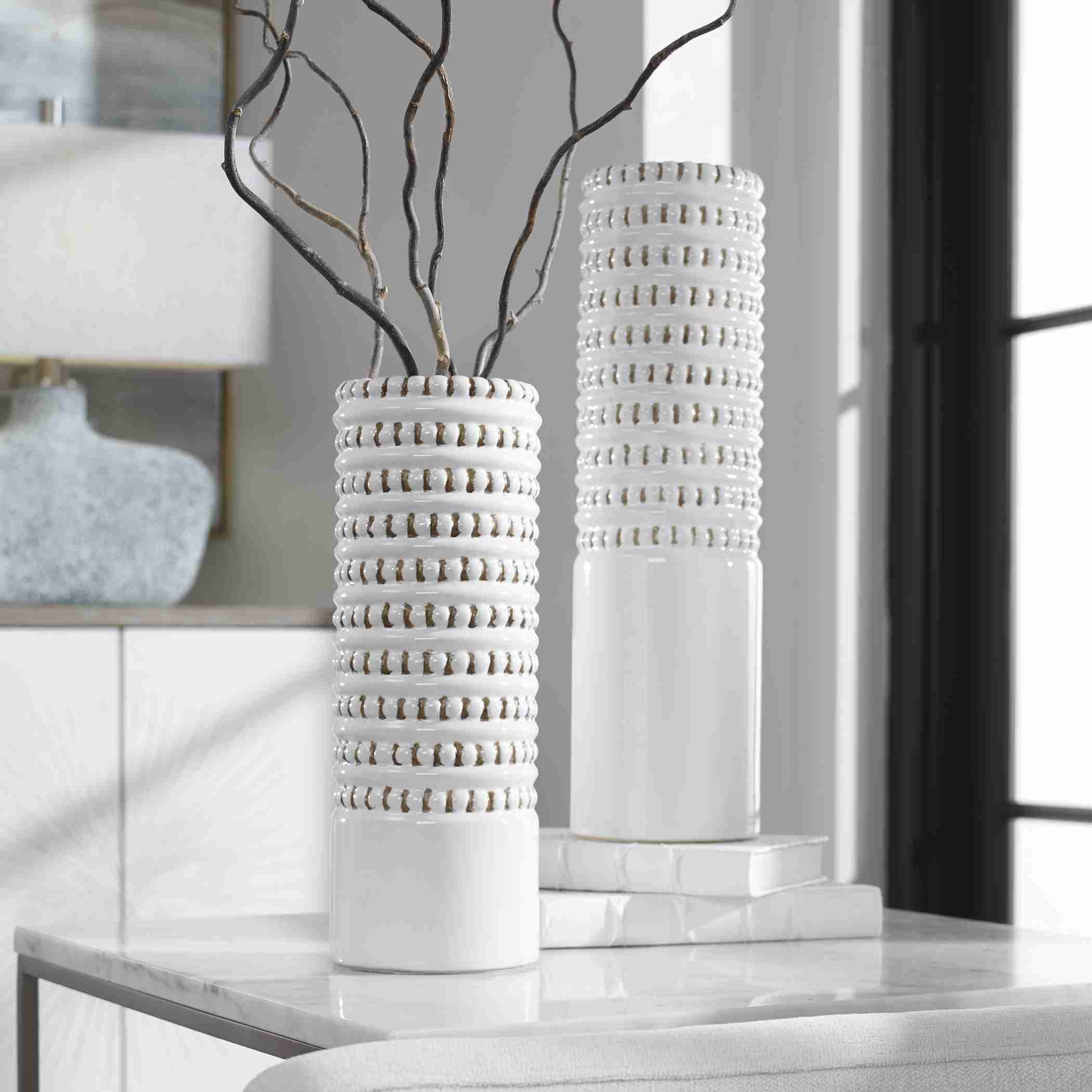 Uttermost Angelou White Vases,Set Of 2 | Vases | Modishstore - 2
