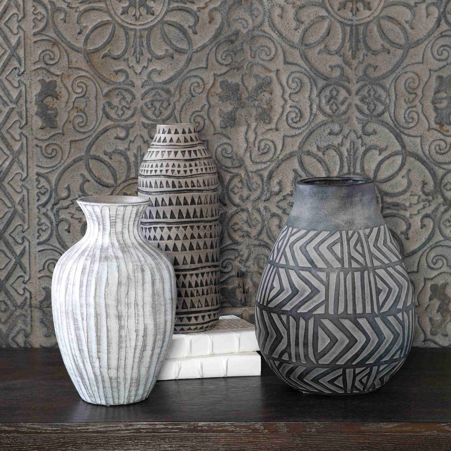 Uttermost Natchez Geometric Vases, Set Of 3 | Vases | Modishstore - 2