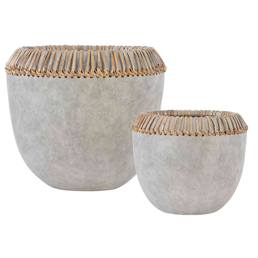 Uttermost Aponi Concrete Ray Bowls, Set Of 2 | Decorative Bowls | Modishstore