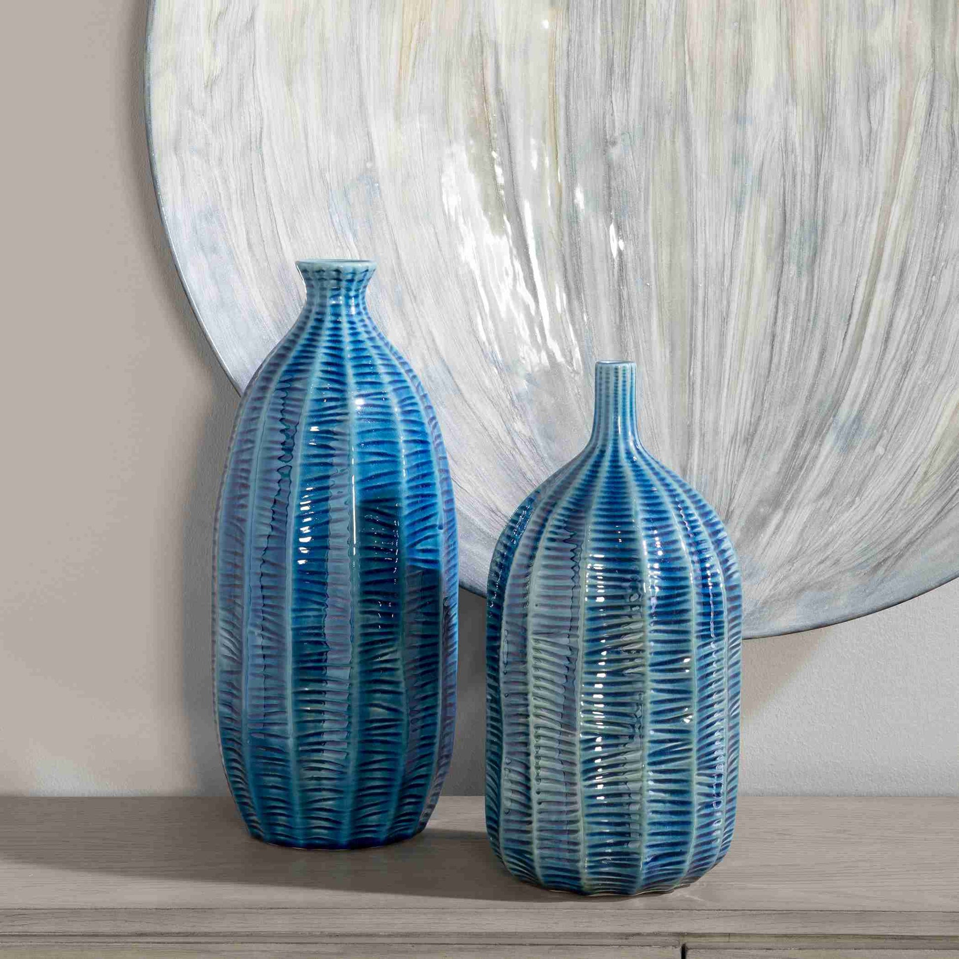 Uttermost Bixby Blue Vases, Set Of 2 | Vases | Modishstore - 2
