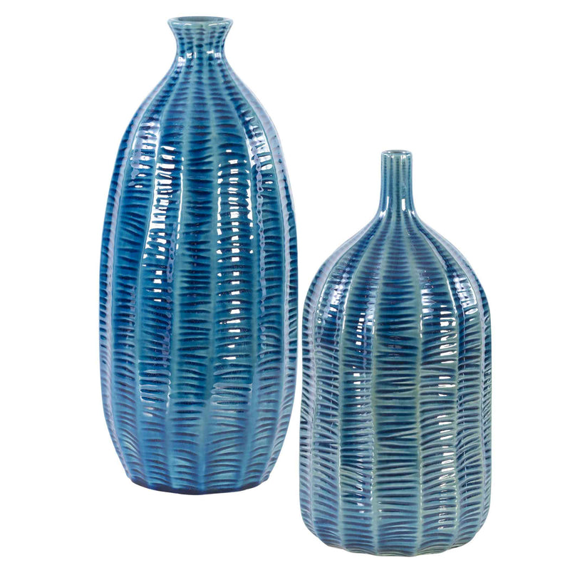 Uttermost Bixby Blue Vases, Set Of 2 | Vases | Modishstore