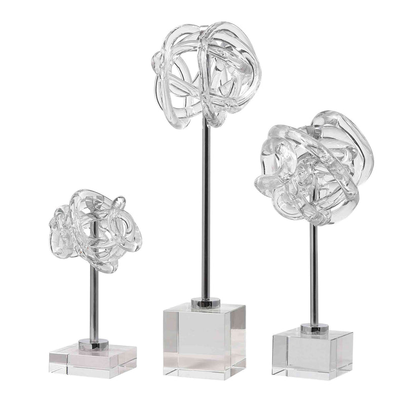 Uttermost Neuron Glass Table Top Sculptures, Set Of 3 | Sculptures | Modishstore
