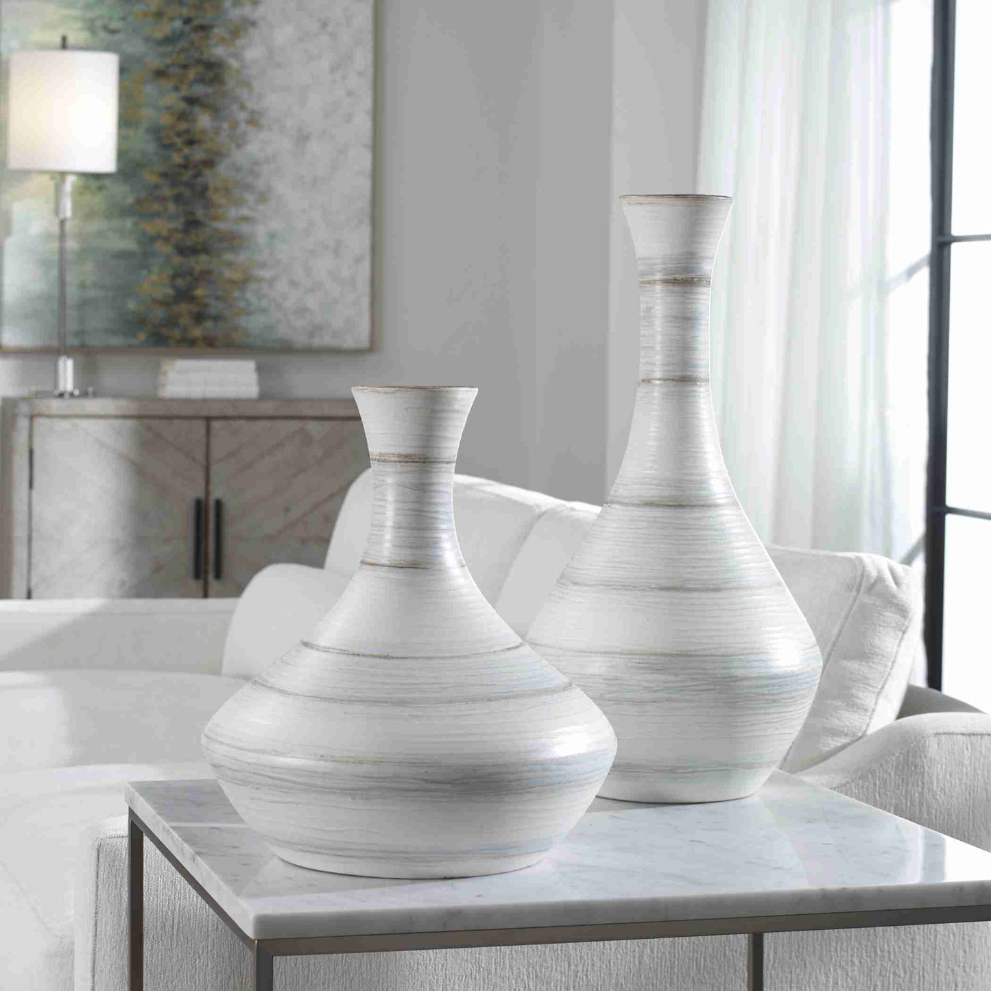 Uttermost Potter Fluted Striped Vases, Set Of 2 | Vases | Modishstore - 3