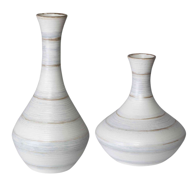Uttermost Potter Fluted Striped Vases, Set Of 2 | Vases | Modishstore