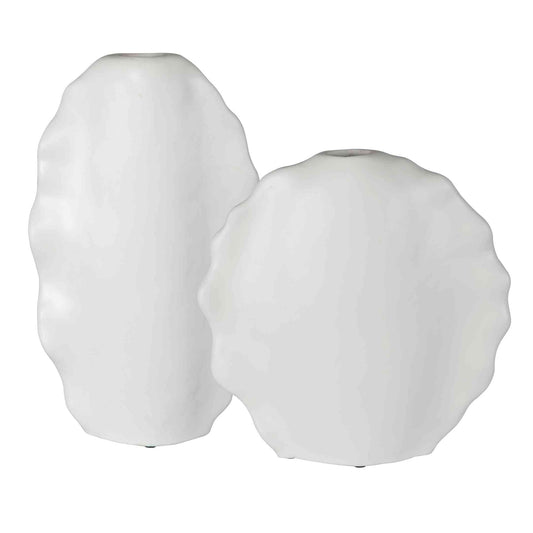 Uttermost Ruffled Feathers Modern White Vases, Set Of 2 | Vases | Modishstore