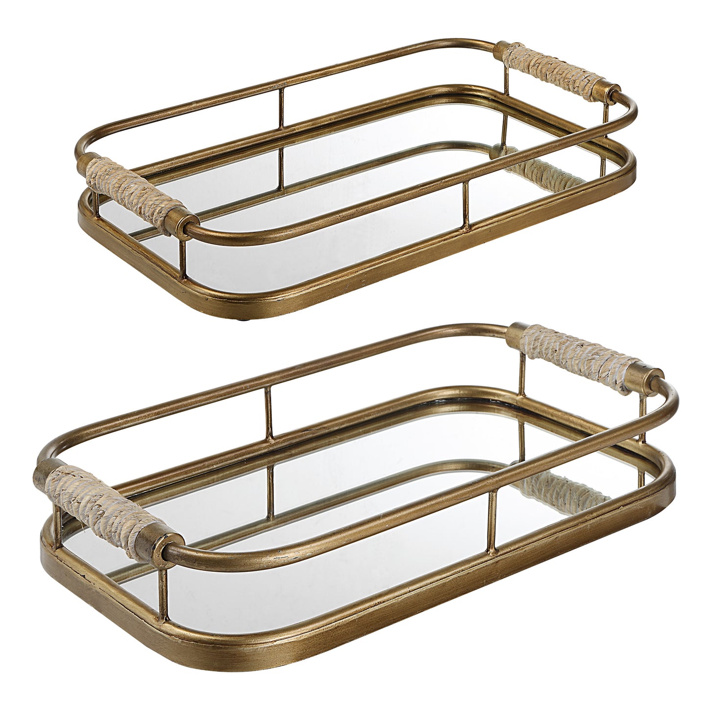 Uttermost Rosea Brushed Gold Trays, Set Of 2 | Decorative Bowls | Modishstore - 3