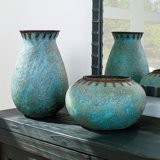 Uttermost Bisbee Turquoise Vases, Set Of 2 | Vases | Modishstore