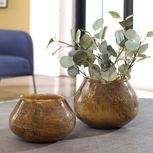 Uttermost Tortoise Glass Vases, Set/2 | Vases | Modishstore