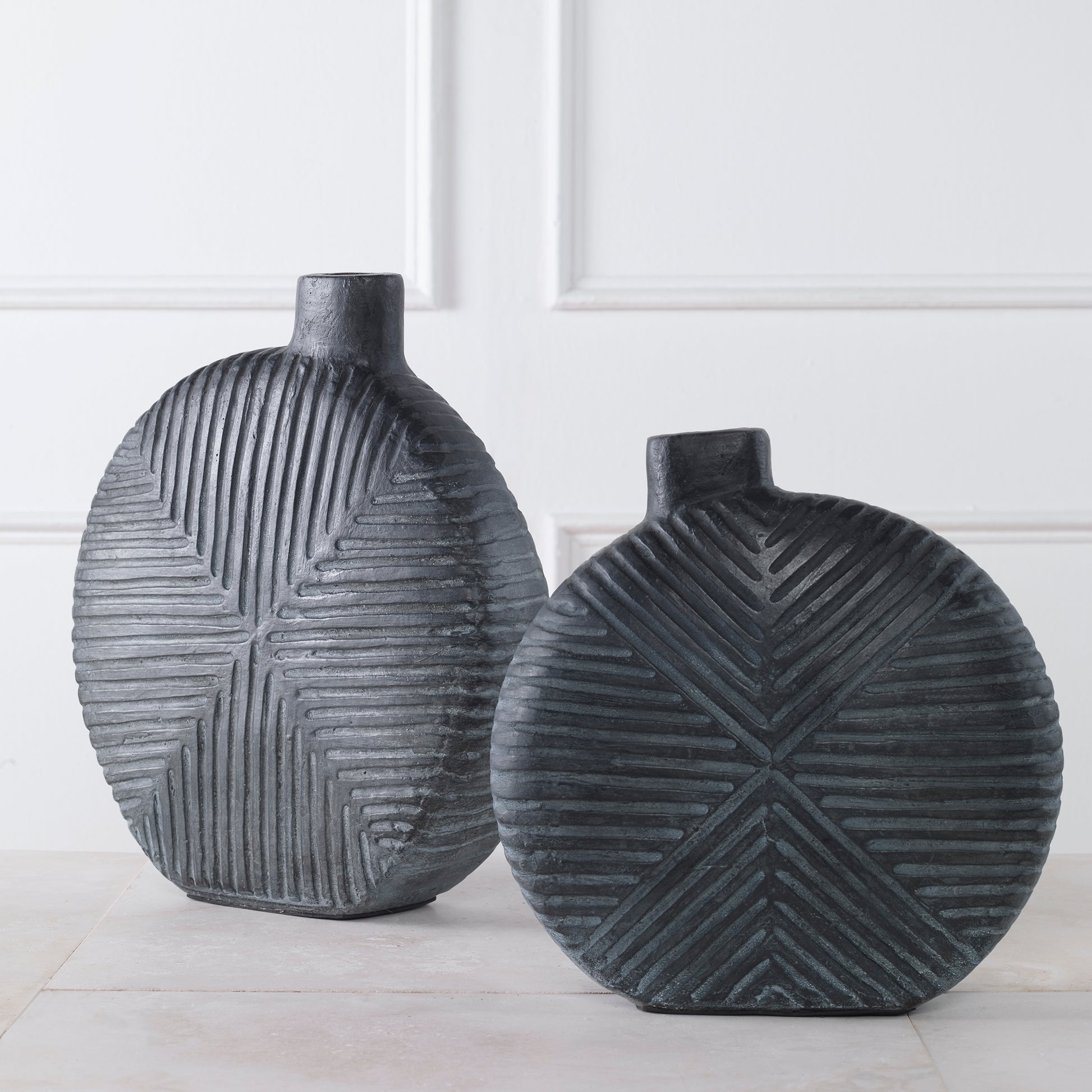 Uttermost Viewpoint Aged Black Vases, Set/2 | Vases | Modishstore - 3