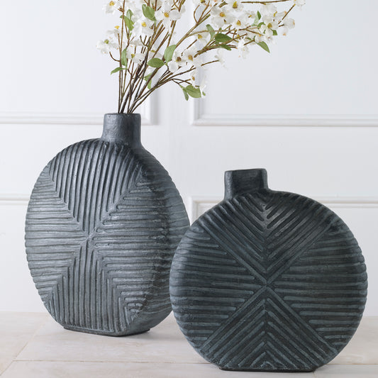 Uttermost Viewpoint Aged Black Vases, Set/2 | Vases | Modishstore