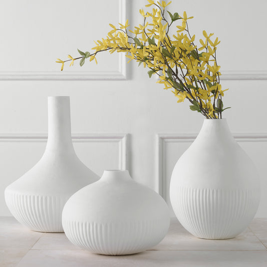 Uttermost Apothecary Satin White Vases, Set/3 | Vases | Modishstore