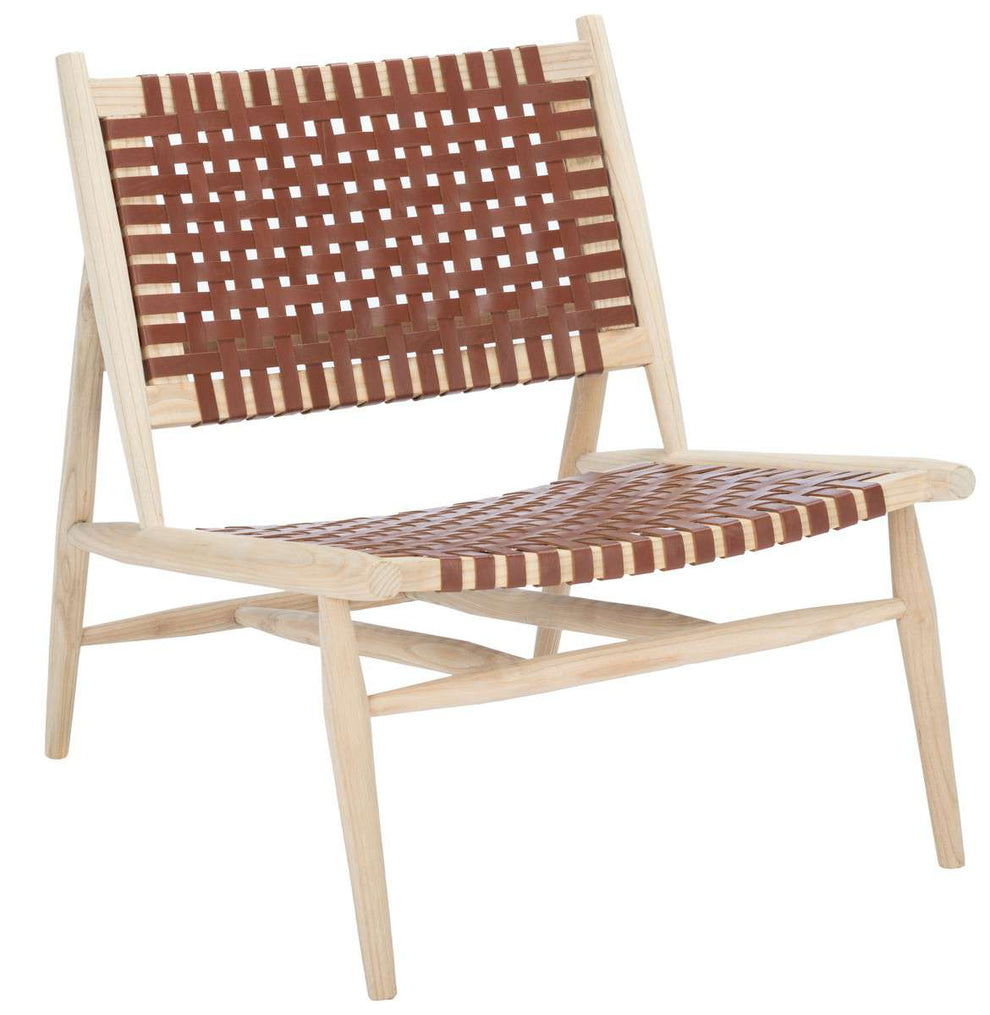 Safavieh Soleil Leather Woven Accent Chair - Cognac Leather | Accent Chairs | Modishstore - 2