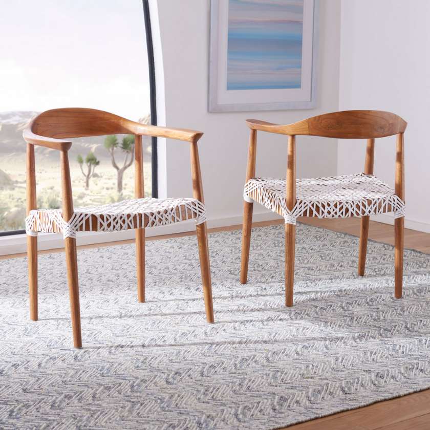 Safavieh Juneau Leather Woven Accent Chair | Accent Chairs | Modishstore - 3