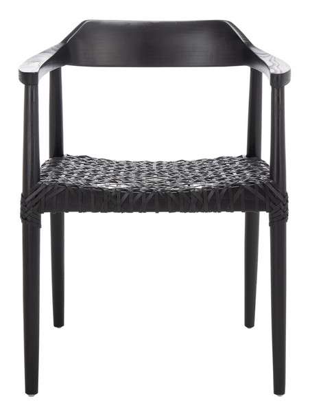 Safavieh Munro Leather Woven Accent Chair - Black (Sungkai Wood Frame) | Accent Chairs | Modishstore