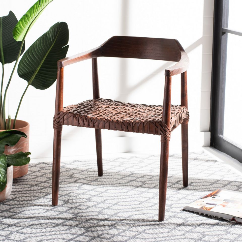 Safavieh Munro Leather Woven Accent Chair | Accent Chairs | Modishstore - 6