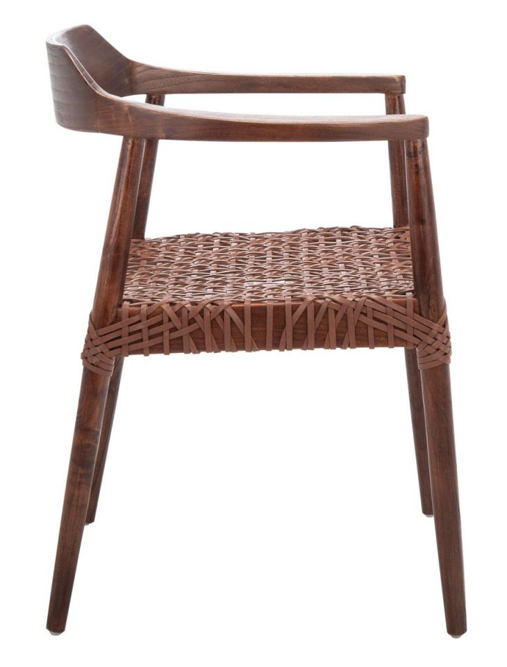 Safavieh Munro Leather Woven Accent Chair | Accent Chairs |  Modishstore  - 7