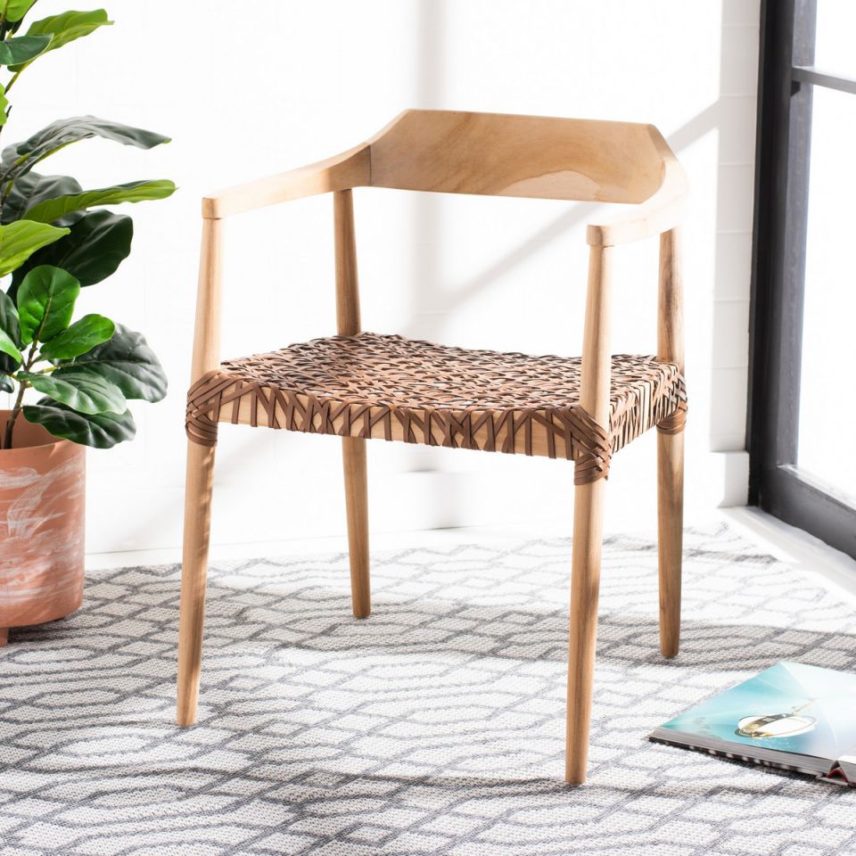 Safavieh Munro Leather Woven Accent Chair | Accent Chairs | Modishstore - 10