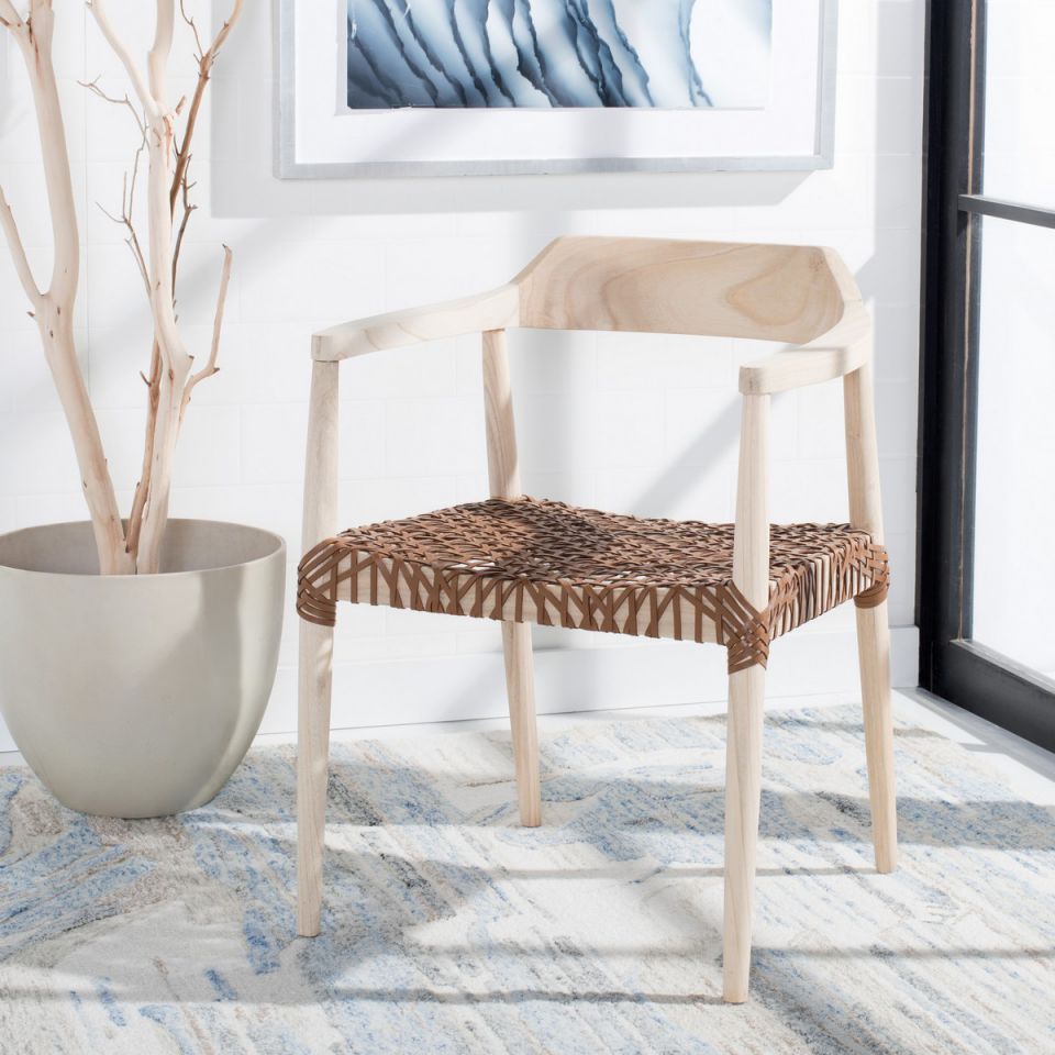 Safavieh Munro Leather Woven Accent Chair | Accent Chairs | Modishstore - 14