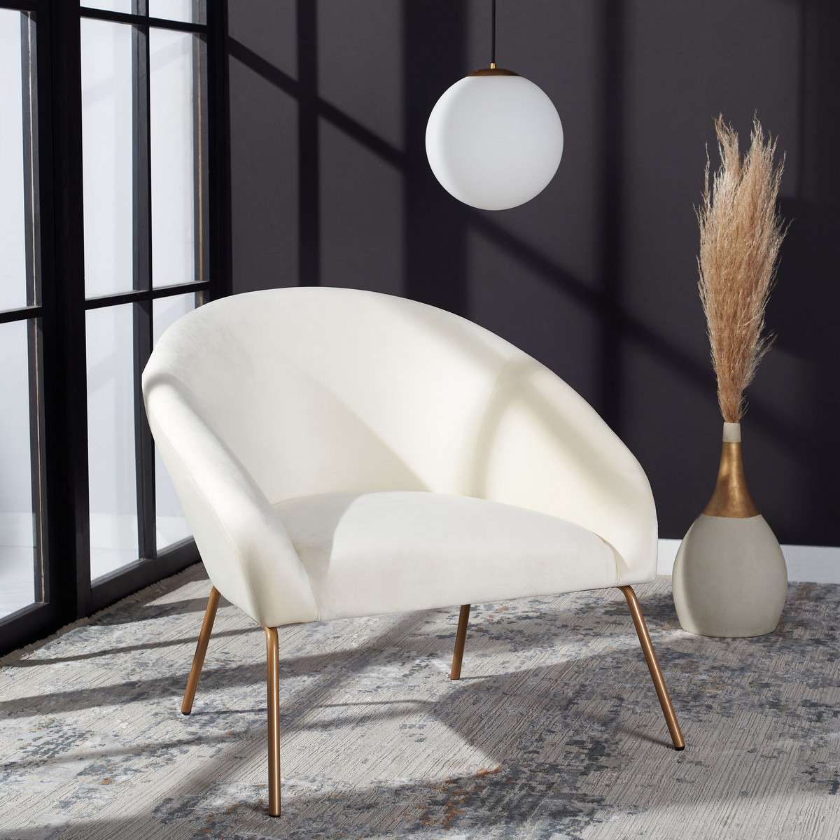 Safavieh Mandi Velvet Accent Chair - Cream Velvet | Accent Chairs | Modishstore - 4