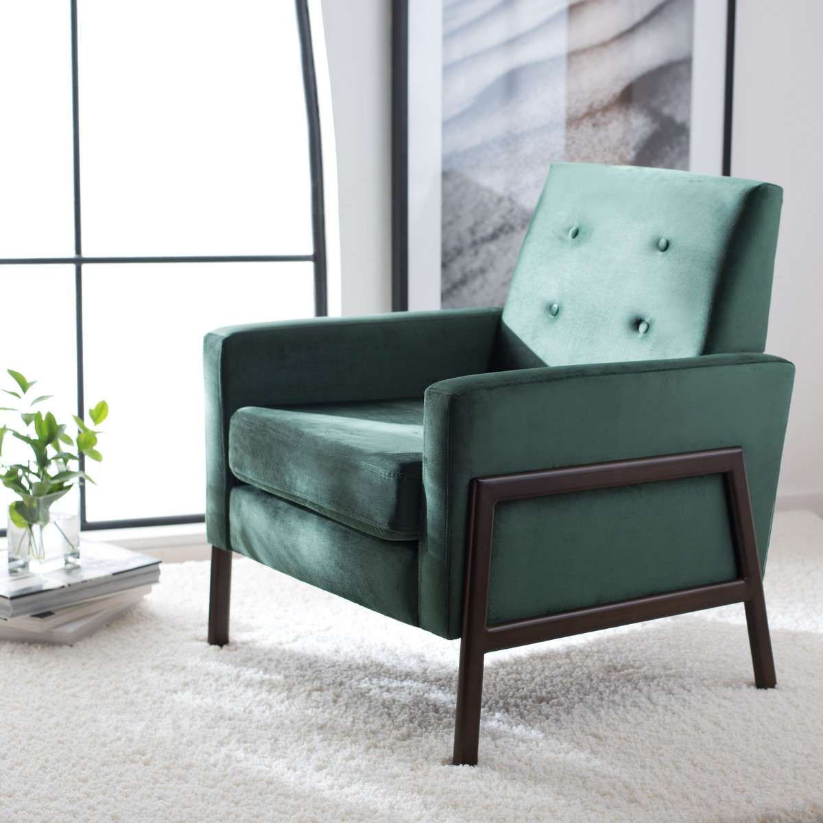 Safavieh Roald Sofa Accent Chair - Malachite Green Velvet | Accent Chairs | Modishstore