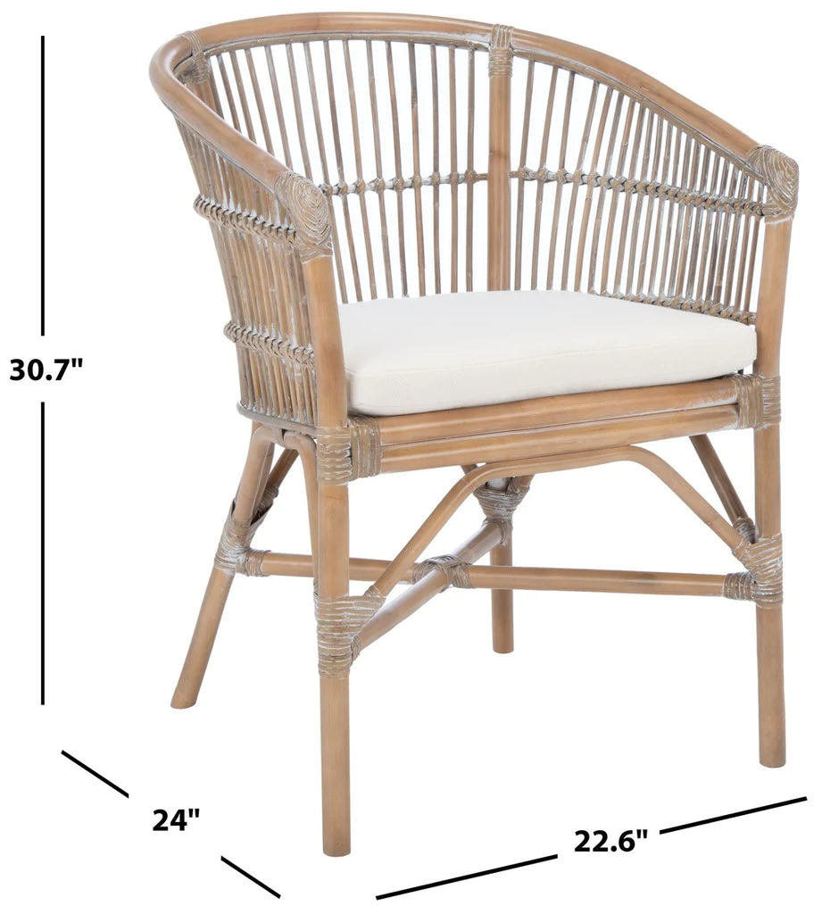 Safavieh Olivia Rattan Accent Chair W/ Cushion - Gray White Wash | Accent Chairs | Modishstore - 4