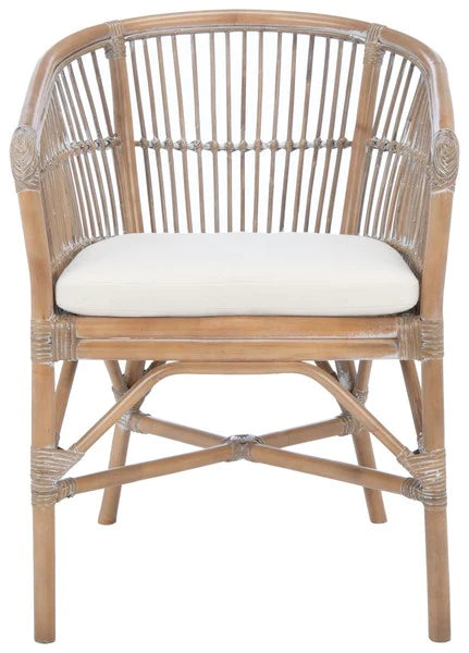Safavieh Olivia Rattan Accent Chair W/ Cushion - Gray White Wash | Accent Chairs | Modishstore - 2