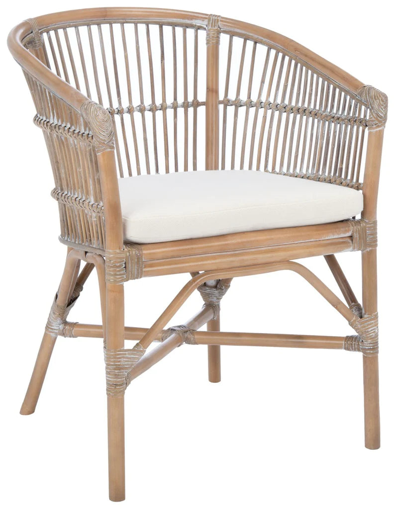 Safavieh Olivia Rattan Accent Chair W/ Cushion - Gray White Wash | Accent Chairs | Modishstore - 5