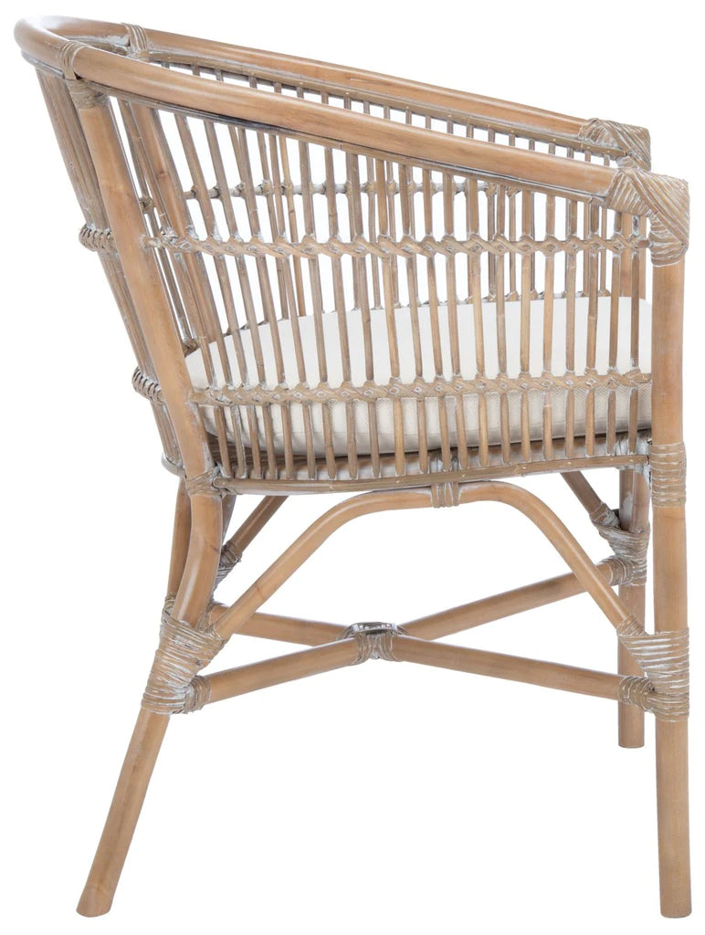 Safavieh Olivia Rattan Accent Chair W/ Cushion - Gray White Wash | Accent Chairs | Modishstore - 3