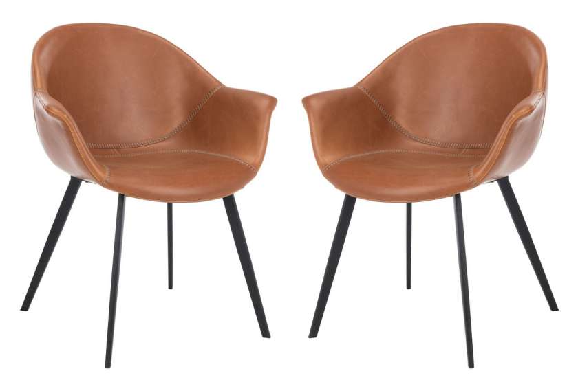Safavieh Dublin Midcentury Modern Leather Dining Tub Chair | Accent Chairs |  Modishstore  - 4