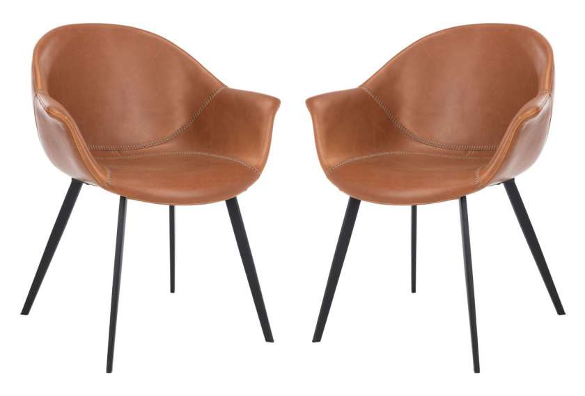 Safavieh Dublin Midcentury Modern Leather Dining Tub Chair | Accent Chairs | Modishstore - 4