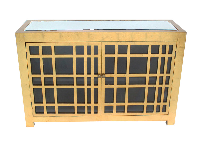 Screen Gems Rustic Gold Lattice Cabinet - AF-117 | Cabinets | Modishstore