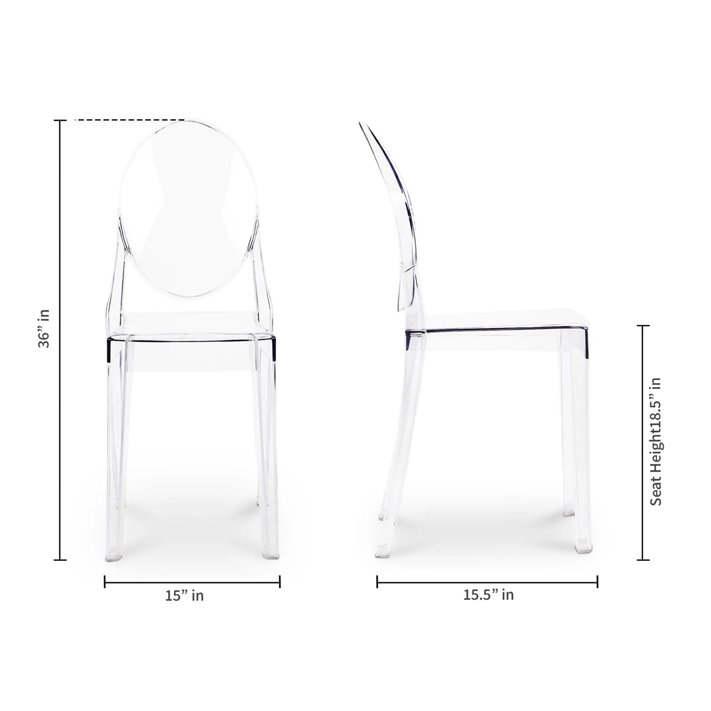Crystal Dining Chair, Clear By World Modern Design | Dining Chairs | Modishstore - 6