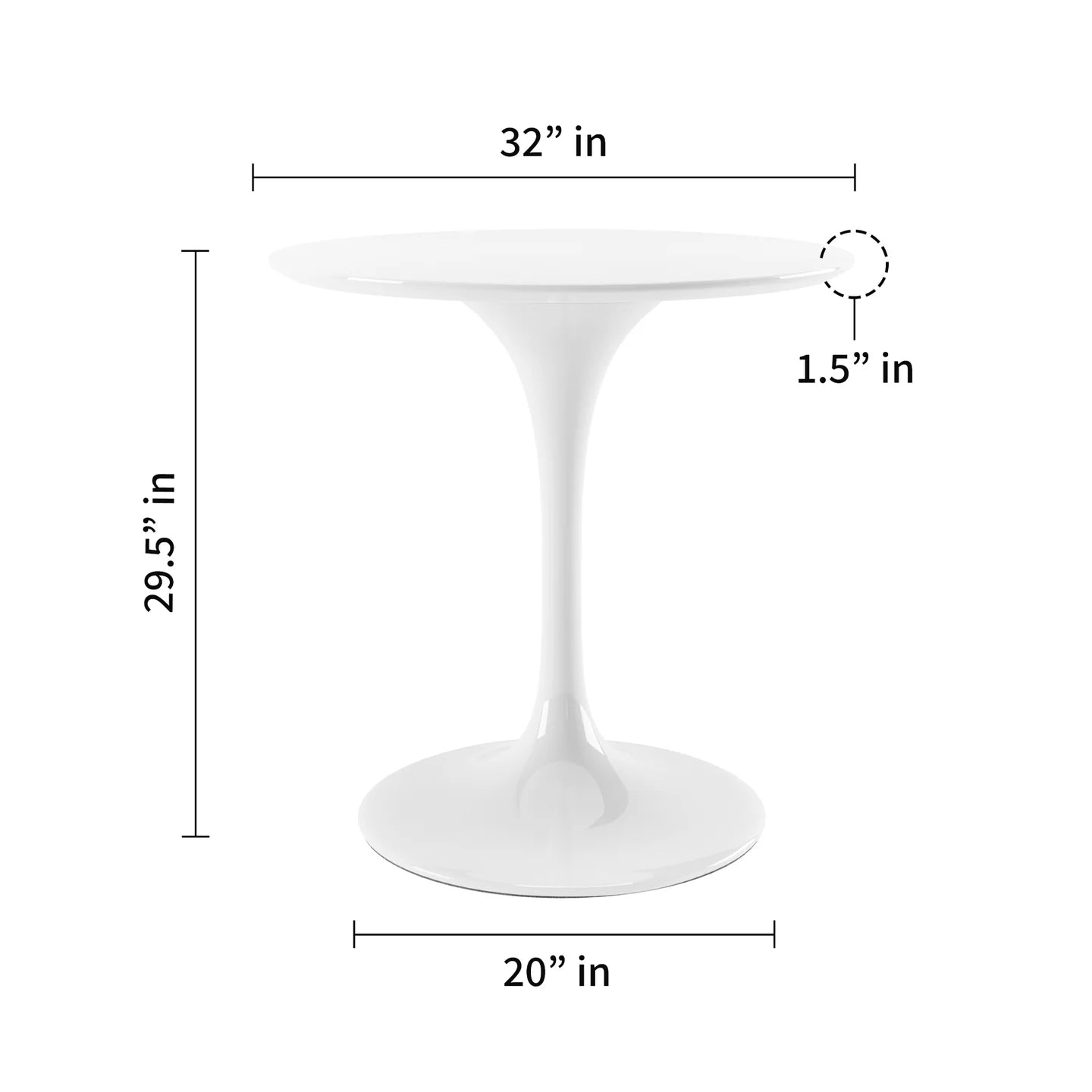 Rose 32" Round Fiberglass Dining Table By World Modern Design | Dining Tables | Modishstore - 3