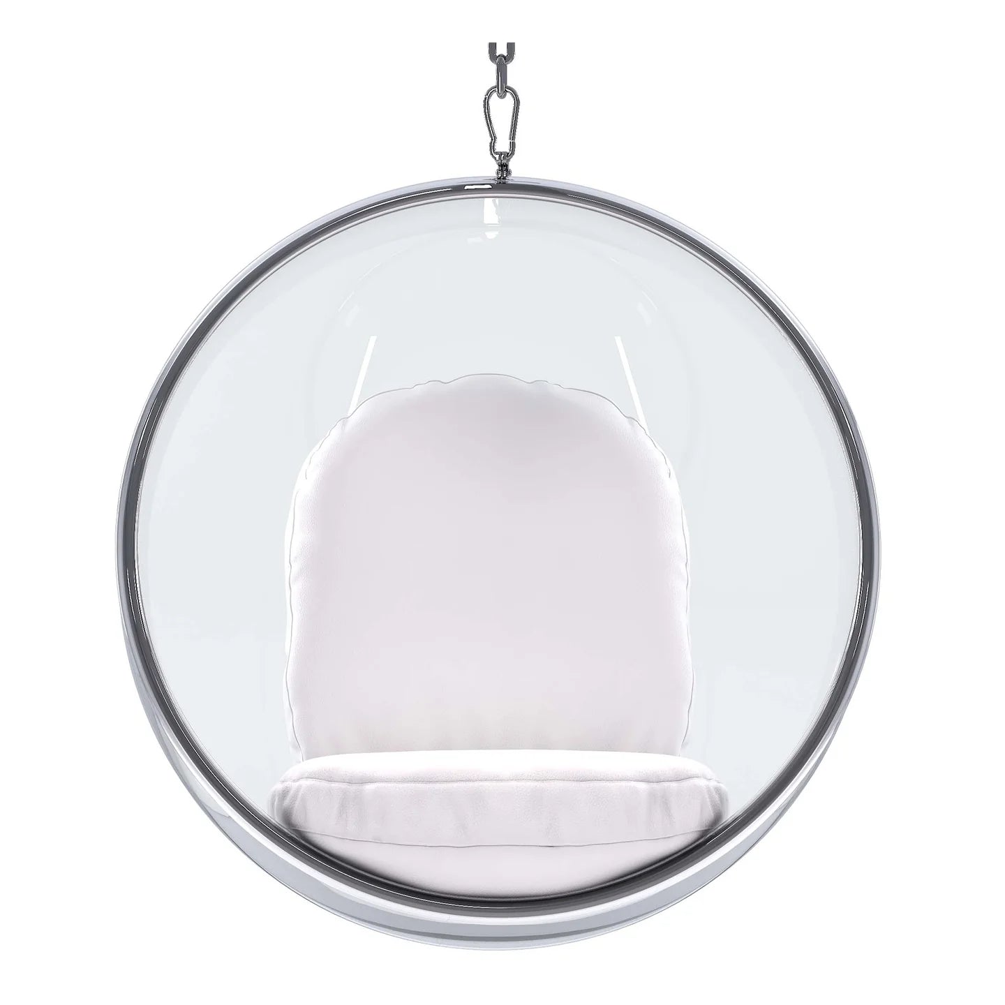 Hanging Bubble Chair, White Cushions By World Modern Design | Outdoor Porch Swings | Modishstore - 5