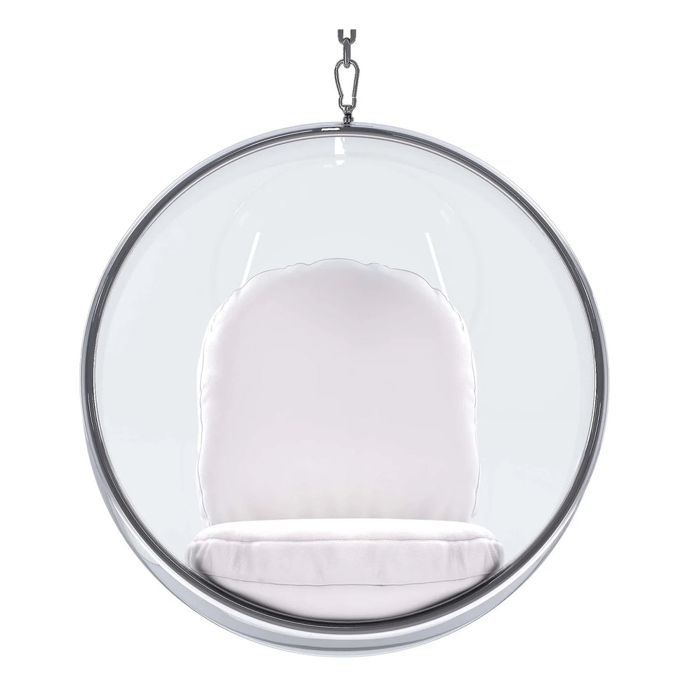 Hanging Bubble Chair, White Cushions By World Modern Design | Outdoor Porch Swings | Modishstore - 5