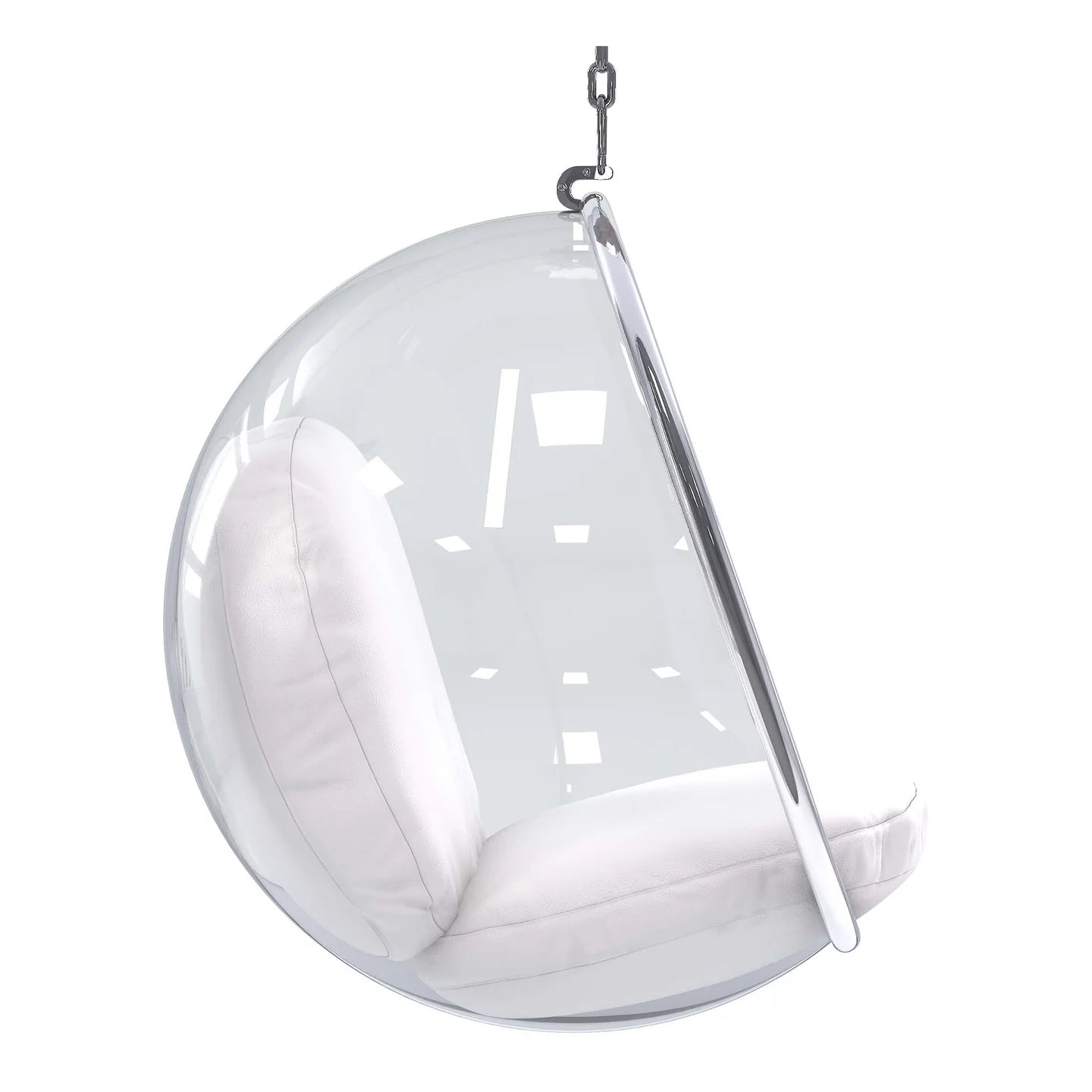 Hanging Bubble Chair, White Cushions By World Modern Design | Outdoor Porch Swings | Modishstore - 4