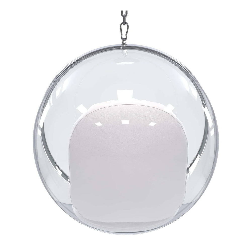 Hanging Bubble Chair, White Cushions By World Modern Design | Outdoor Porch Swings | Modishstore - 3